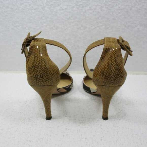 Beverly Feldman Snake Print Leather Dress Heels Women's Footwear Shoes 8 M - Picture 3 of 7